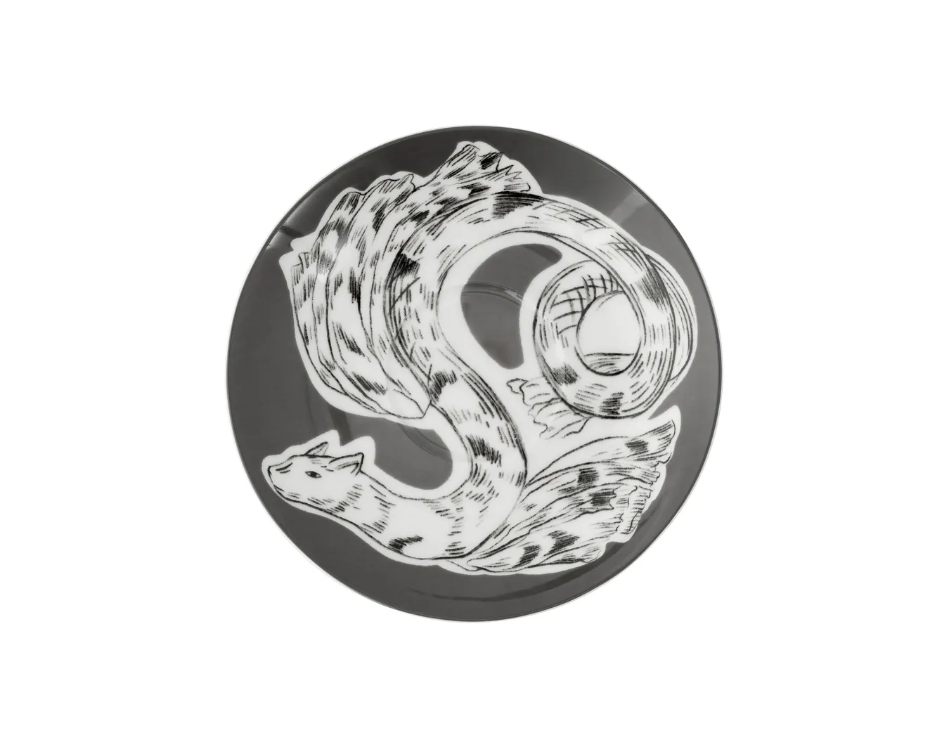 Кружка с блюдцем, коллекция «Перья на черном»