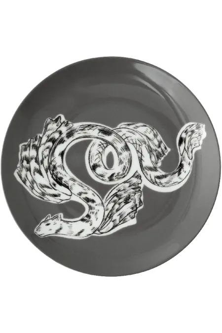 Тарелка закусочная, коллекция «Перья на черном»