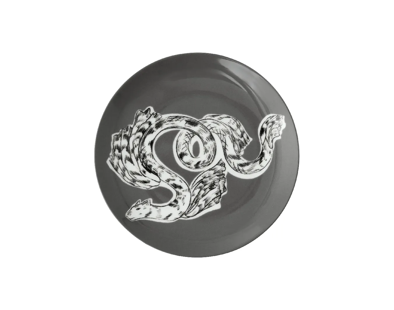 Тарелка закусочная, коллекция «Перья на черном»