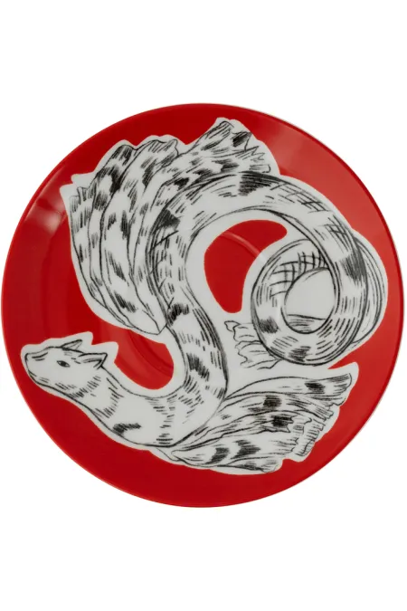 Супница порционная с подстановочным блюдцем, коллекция «Перья на красном»