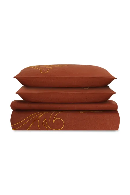 Полутороспальный комплект постельного белья с вышивкой «Лен Кудрина‎»‎