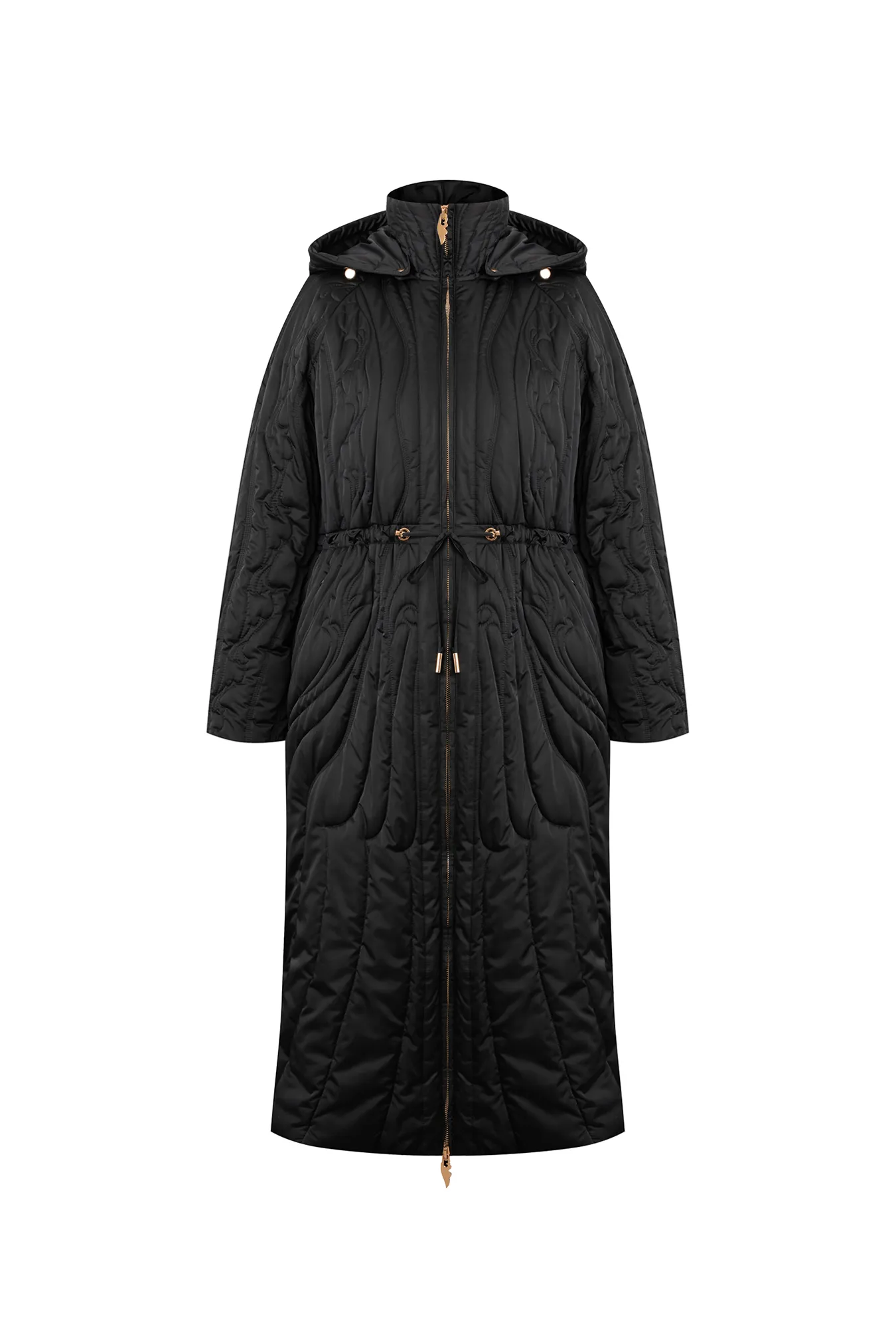 Пуховое пальто с орнаментальным рисунком