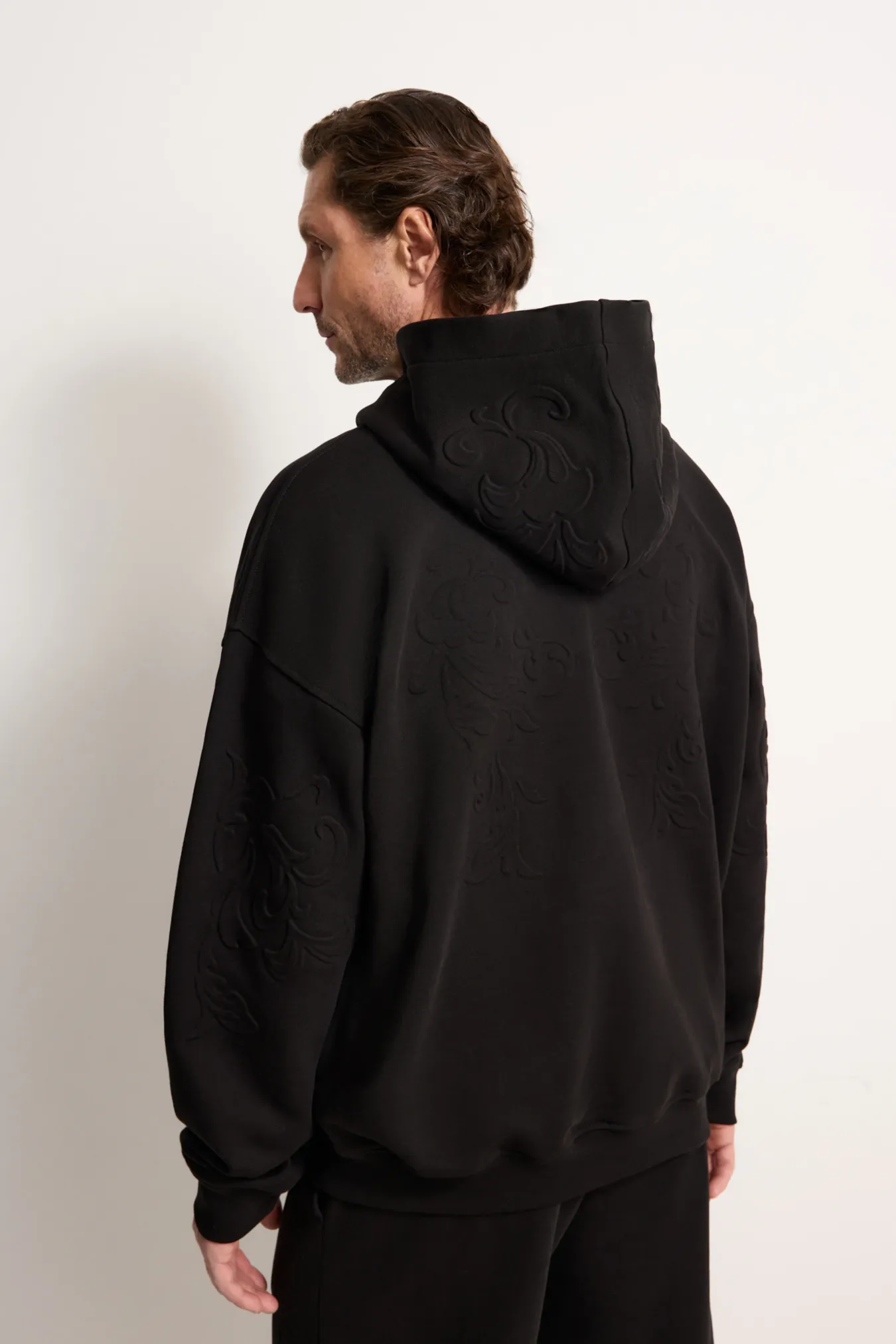 Мужское хлопковое худи с тиснением