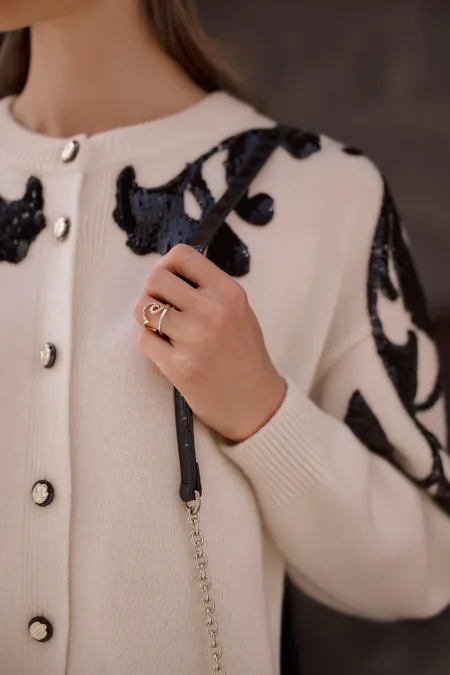 Кардиган из кашемира с вышивкой пайетками