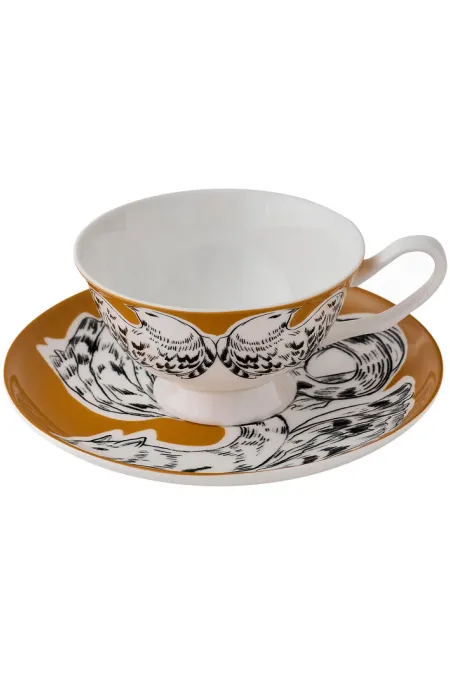 Пара чайная, коллекция «Перья на золоте»