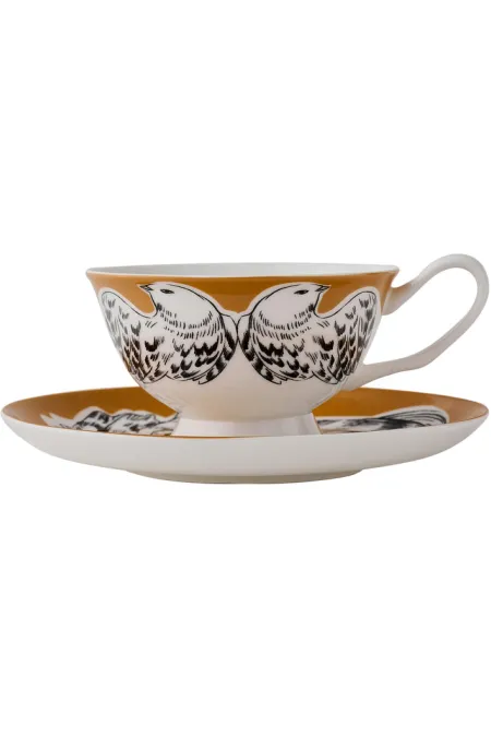 Пара чайная, коллекция «Перья на золоте»