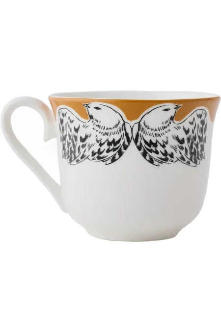 Кружка с блюдцем, коллекция «Перья на золоте»