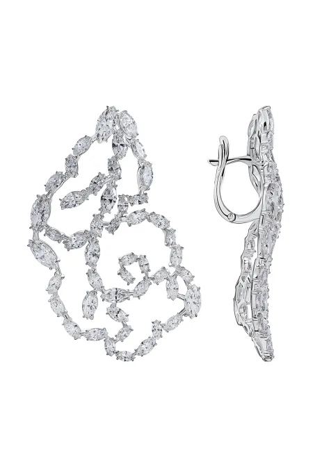 Серьги из белого золота 585 пробы с бриллиантами