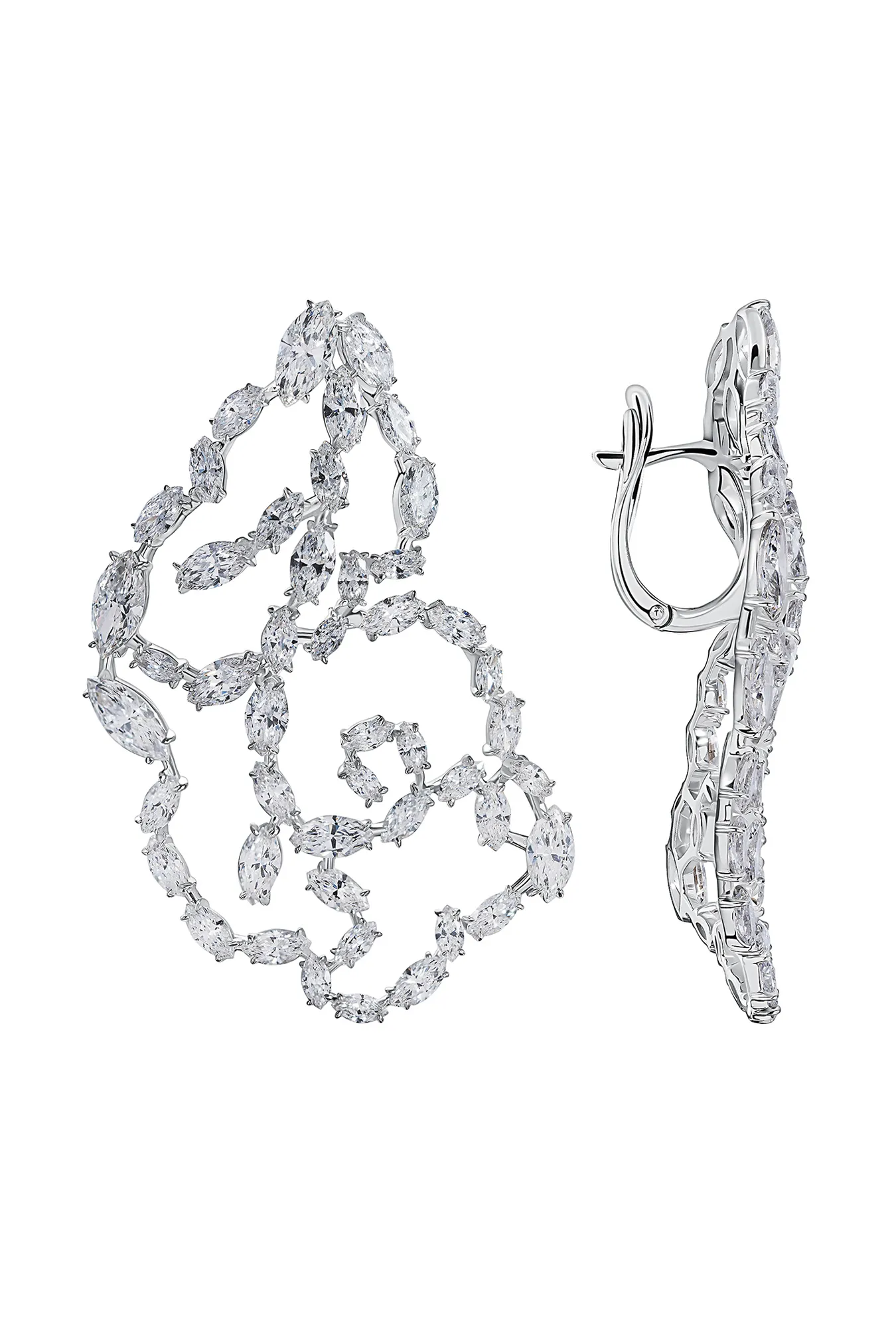 Серьги из белого золота 585 пробы с бриллиантами