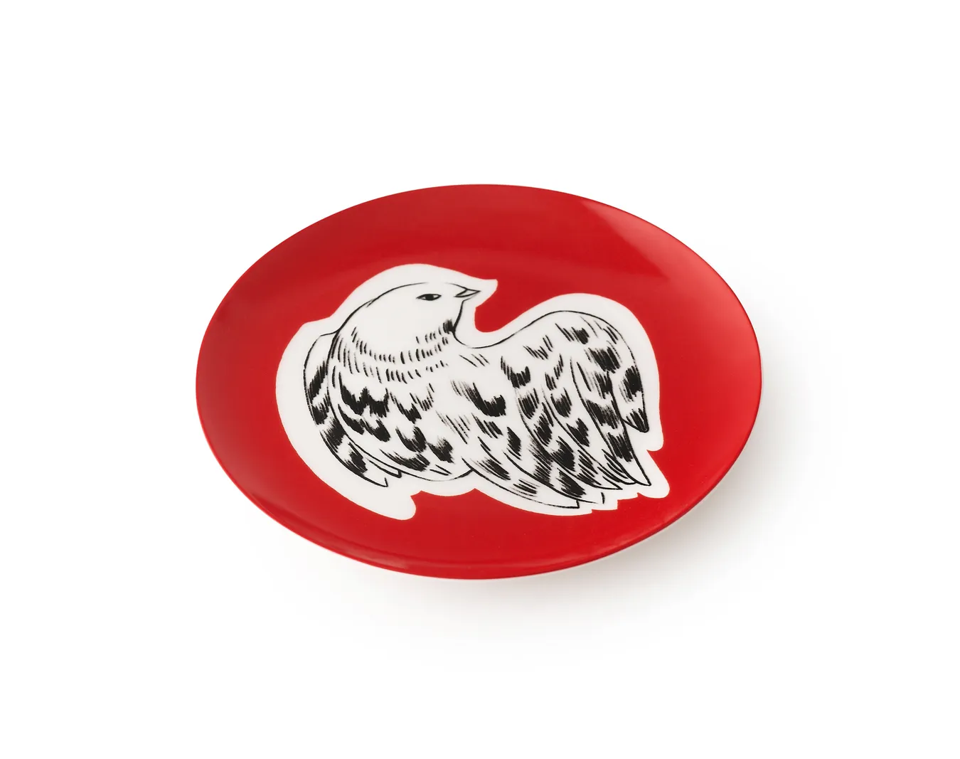 Тарелка десертная, коллекция «Перья на красном»