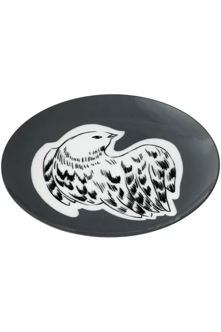 Тарелка пирожковая, коллекция «Перья на черном»