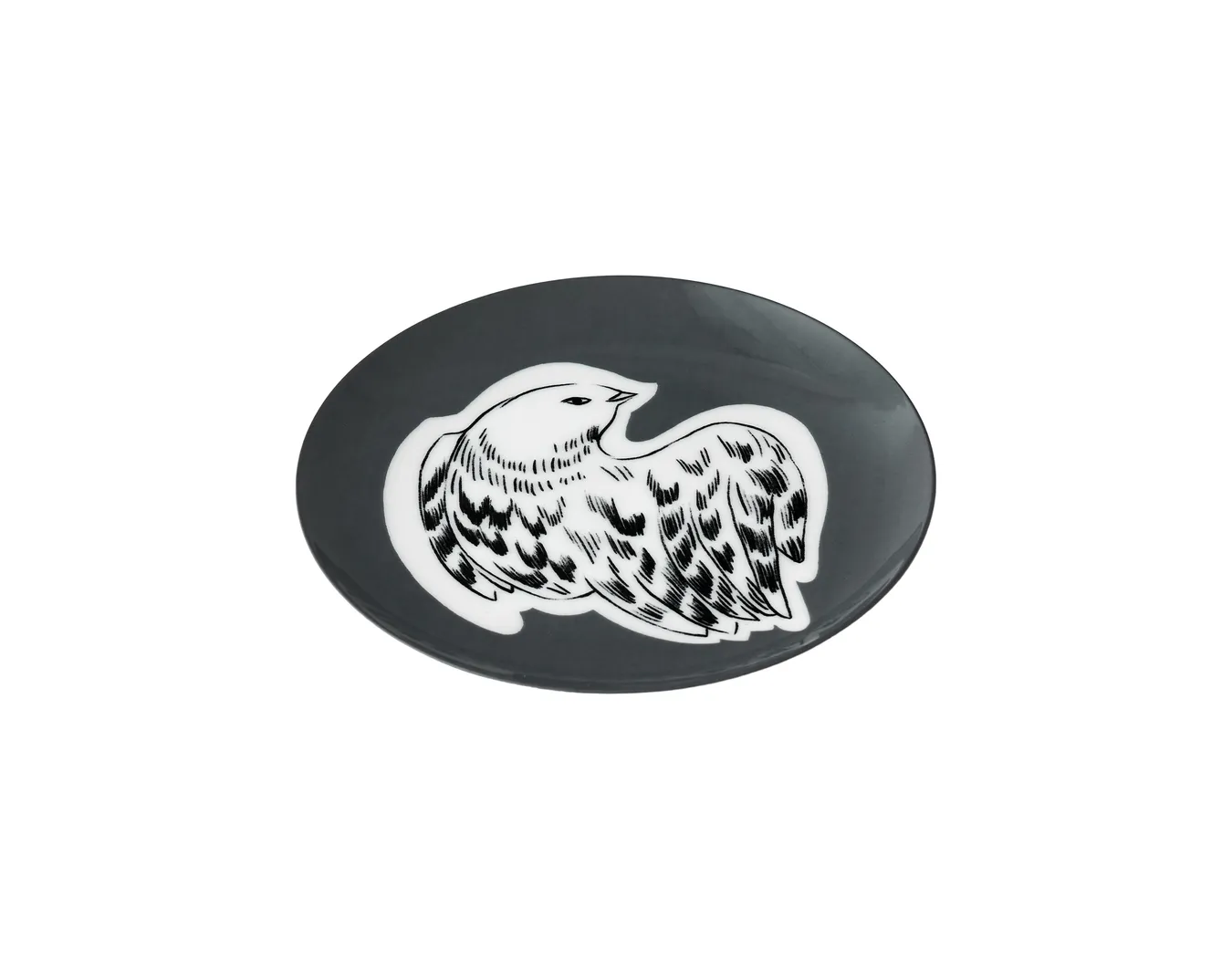 Тарелка десертная, коллекция «Перья на черном»