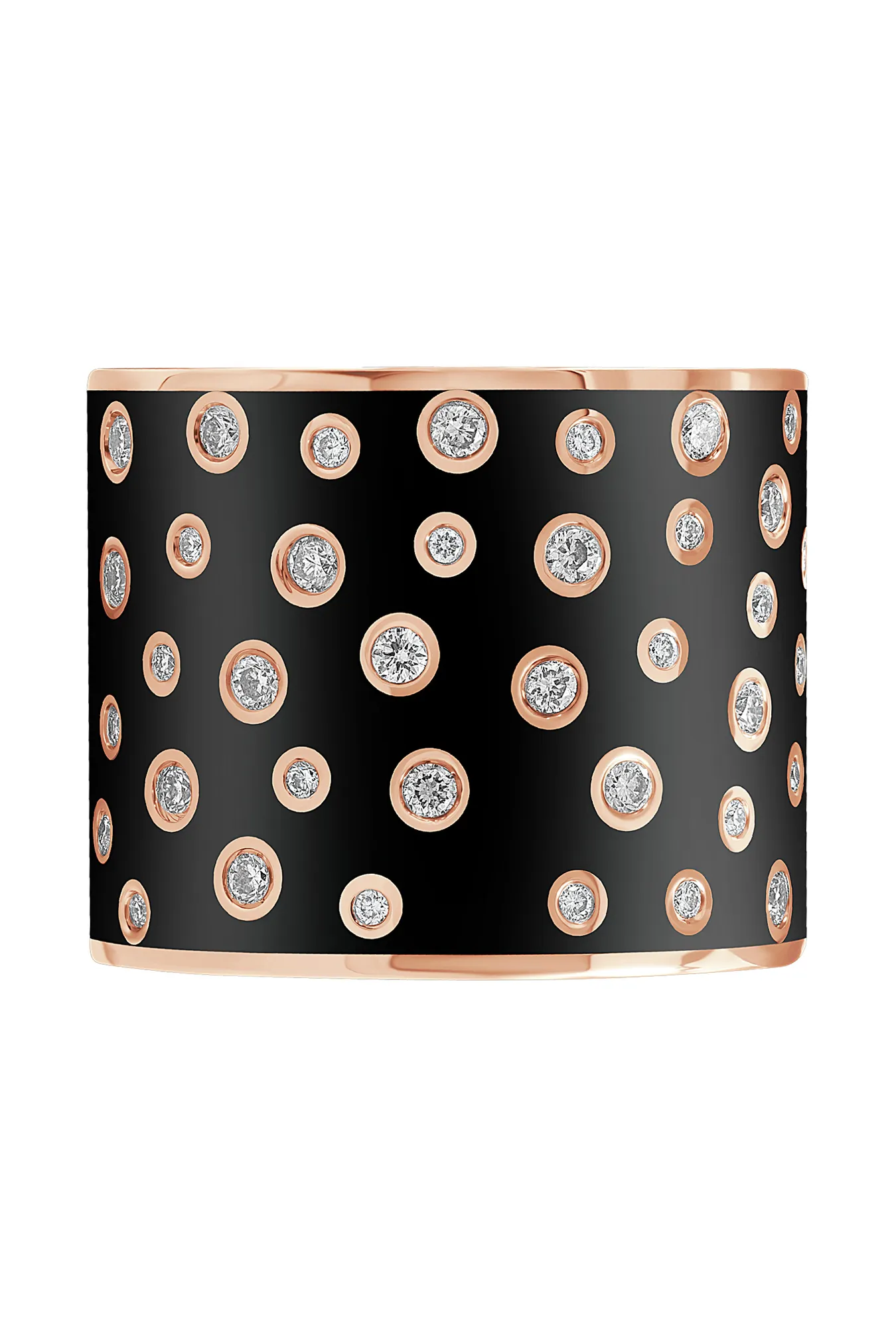 Широкое кольцо из золота 585 пробы с эмалью и бриллиантами