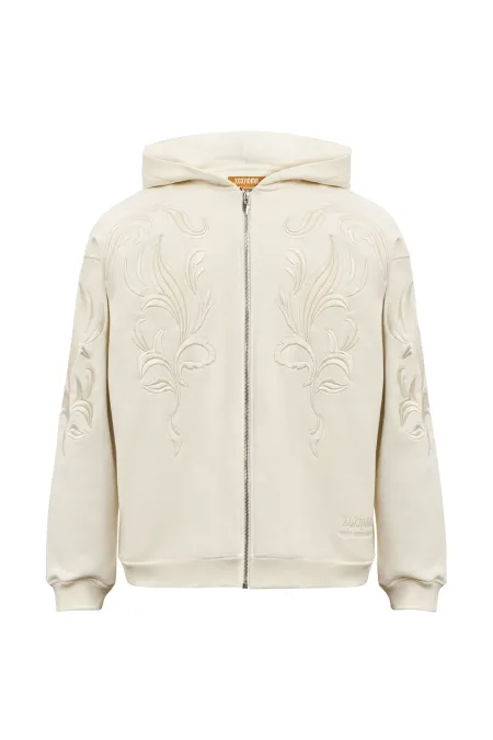 Мужское хлопковое худи на молнии с вышивкой