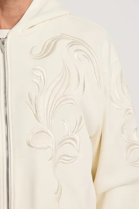 Мужское хлопковое худи на молнии с вышивкой