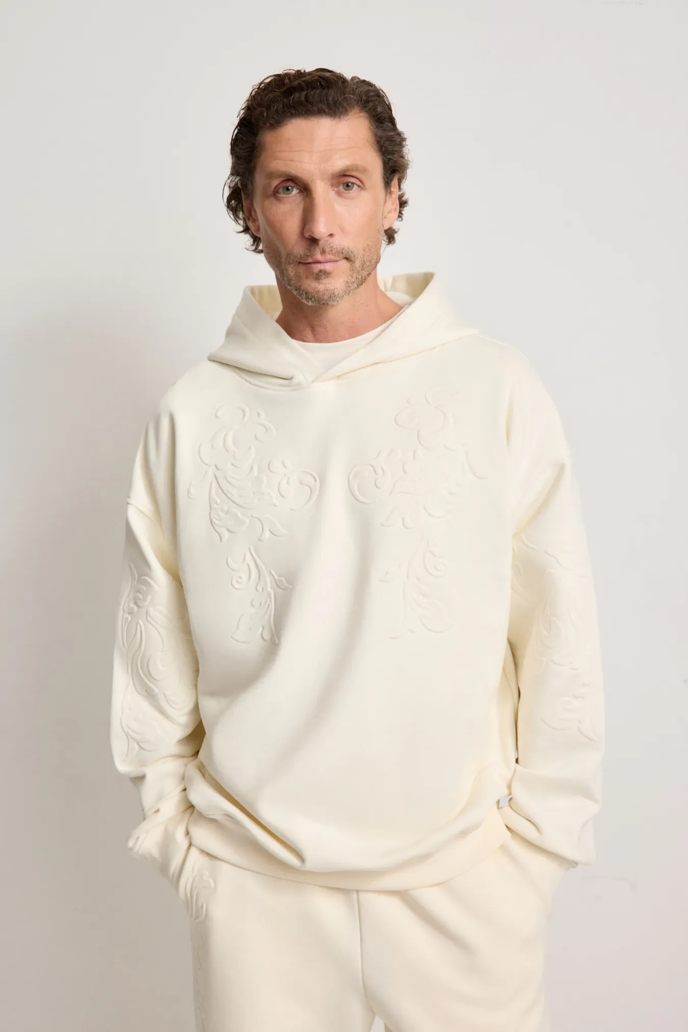 Мужское хлопковое худи с тиснением