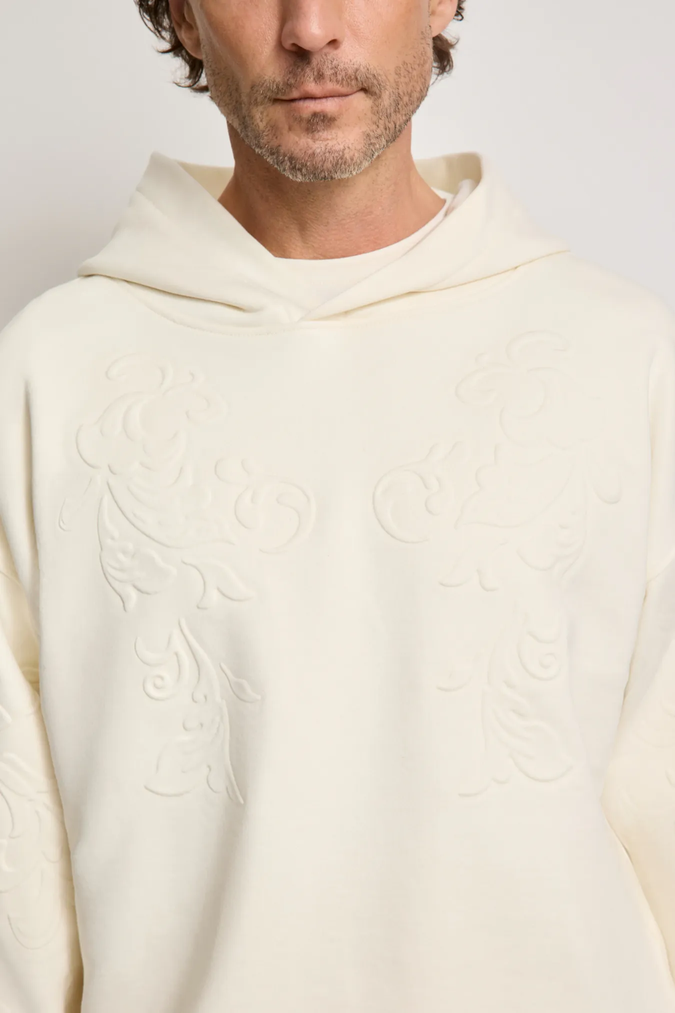 Мужское хлопковое худи с тиснением