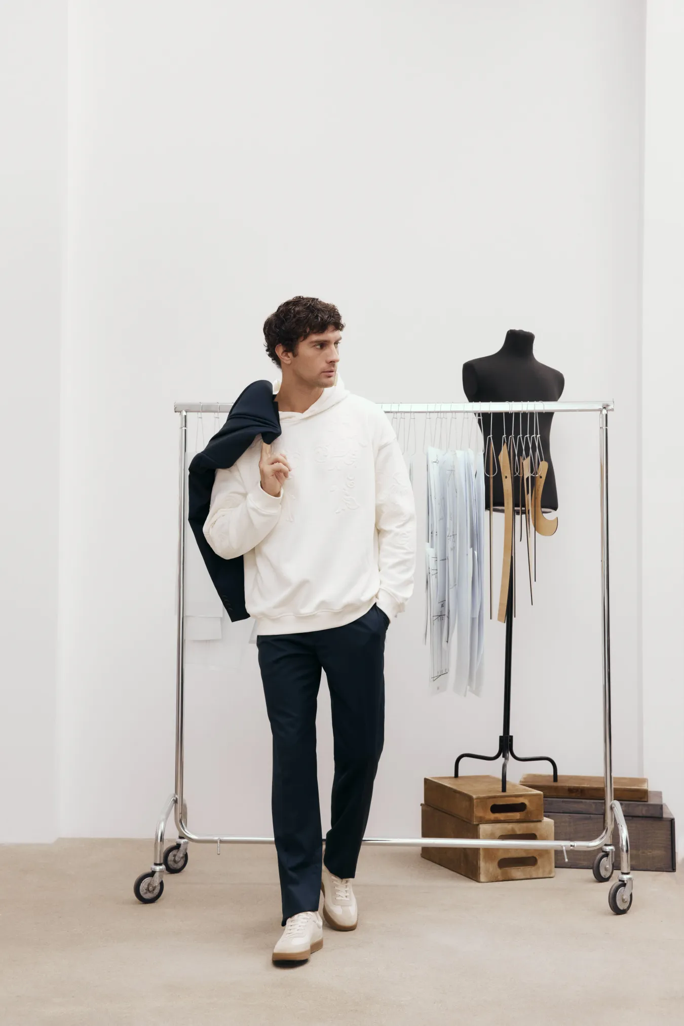 Мужское хлопковое худи с тиснением