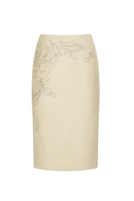 Юбка-карандаш из смесовой шерсти с вышивкой