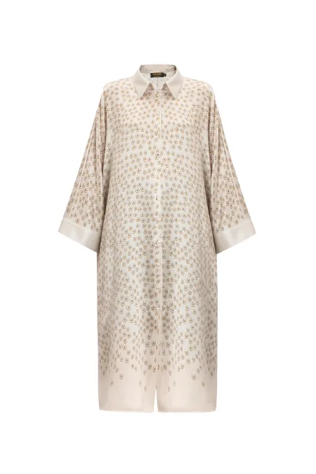 Шелковое платье с перьевым орнаментом