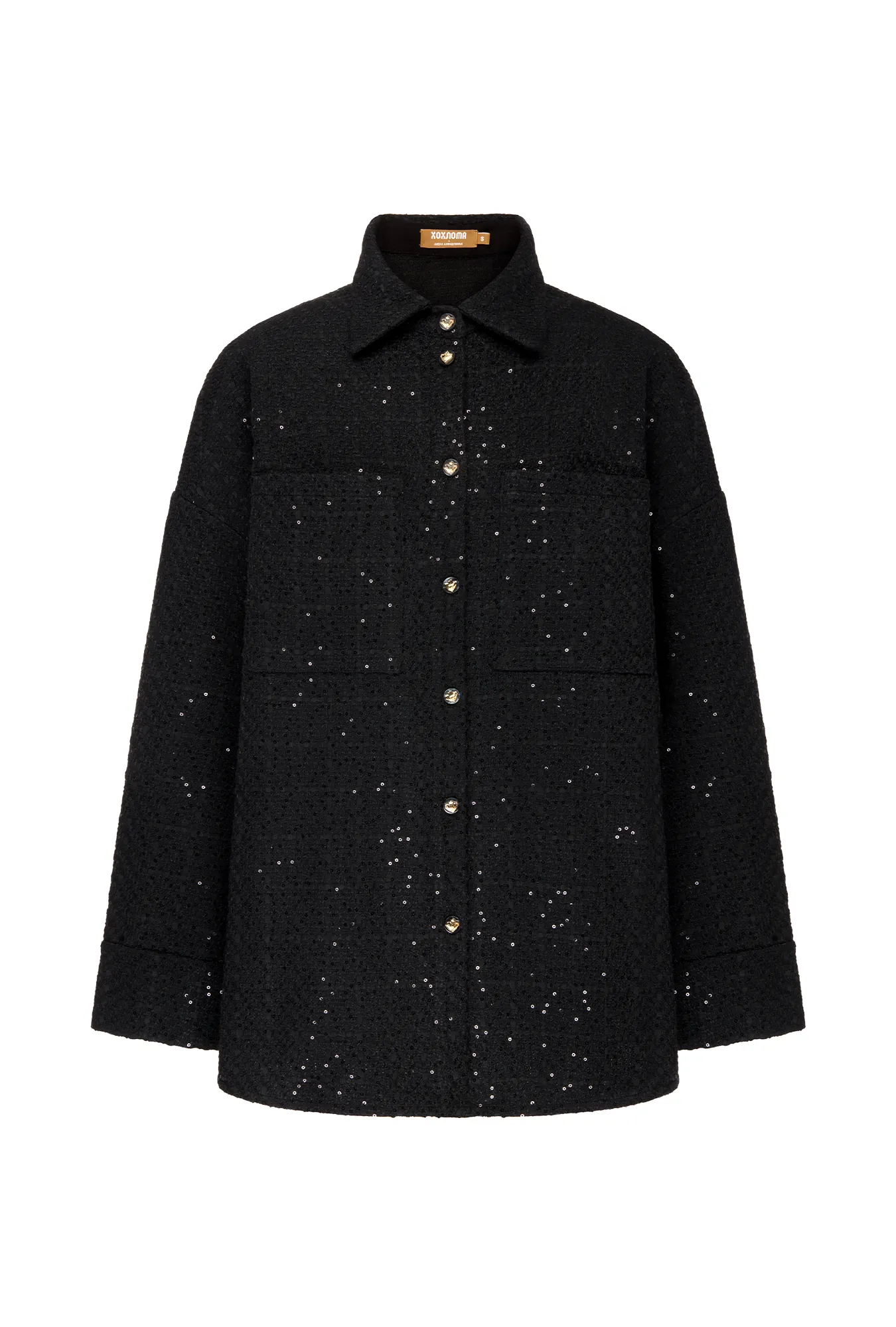 Рубашка-жакет из твида с пайетками