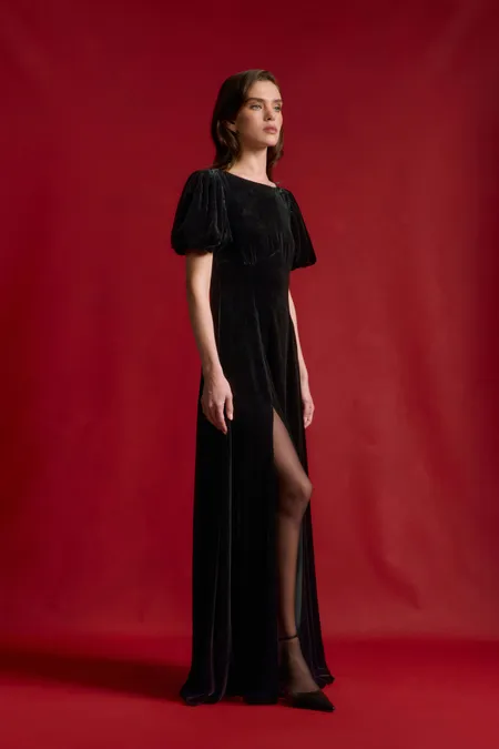 Платье макси из бархата