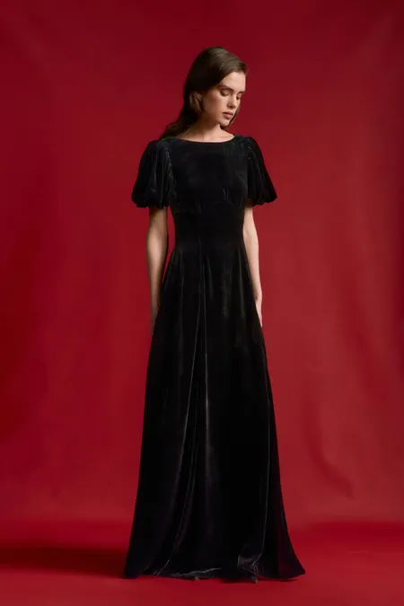 Платье макси из бархата