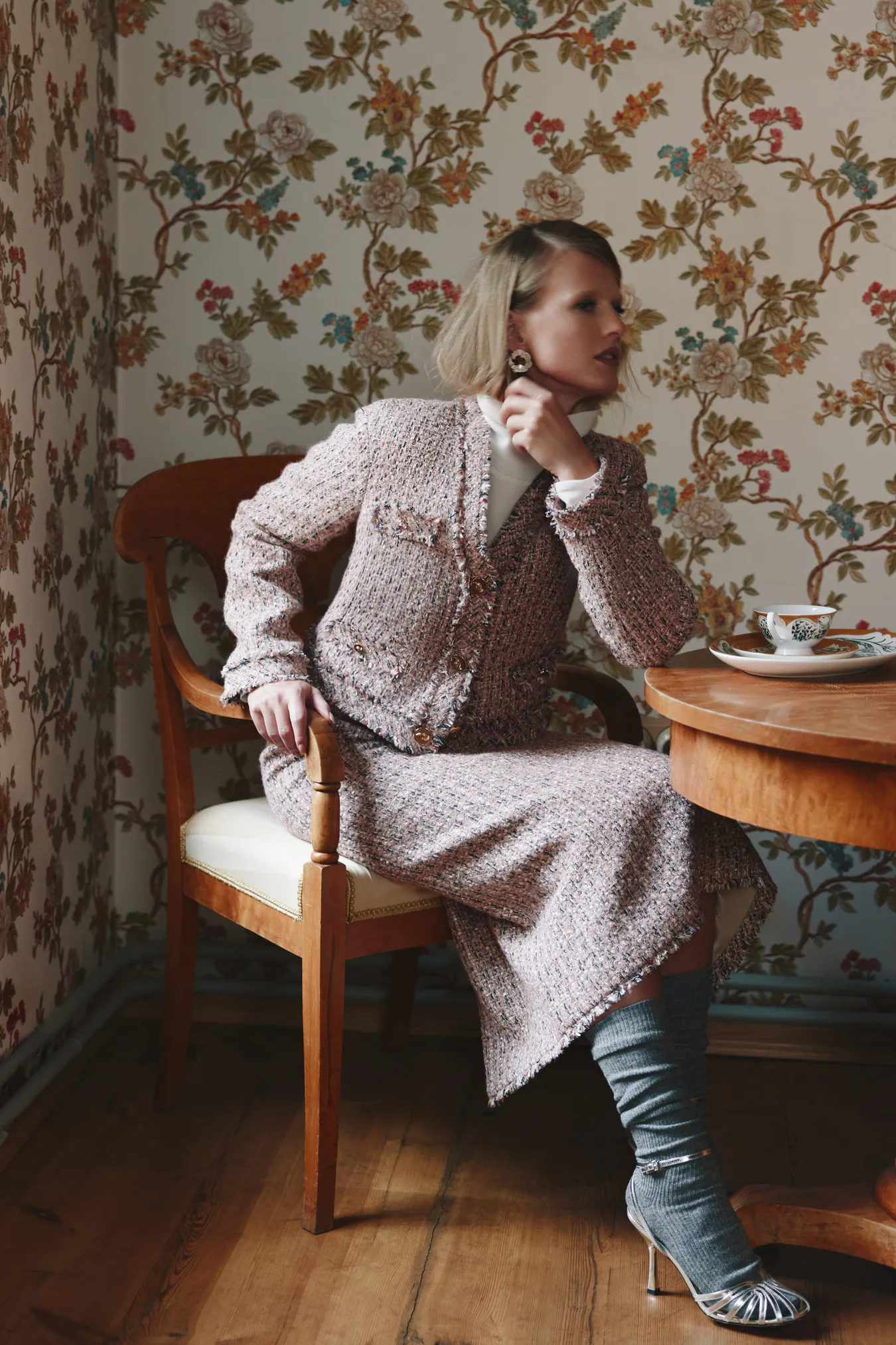 Твидовая юбка миди