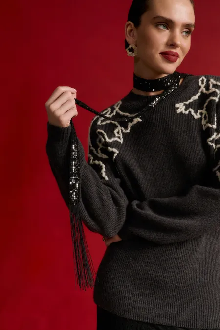 Джемпер из 100% кашемира с вышивкой