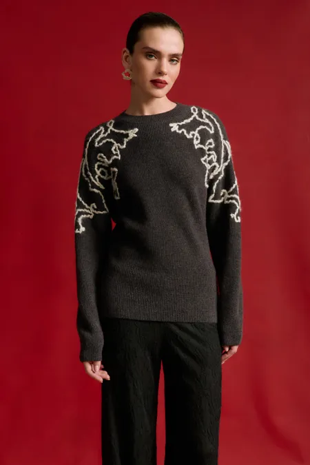 Джемпер из 100% кашемира с вышивкой