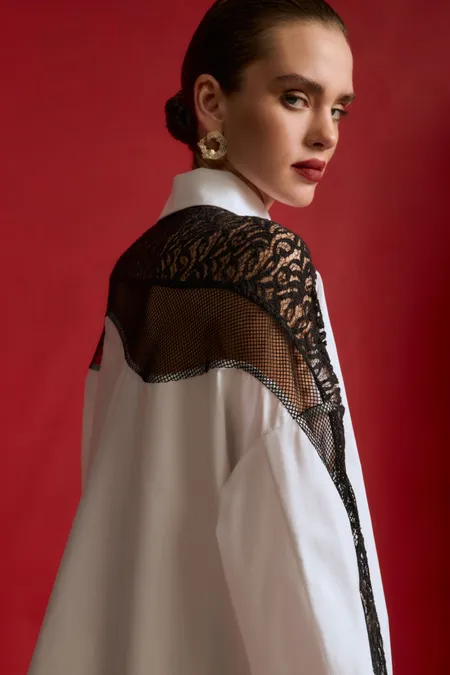 Блуза из 100% хлопка с кружевом