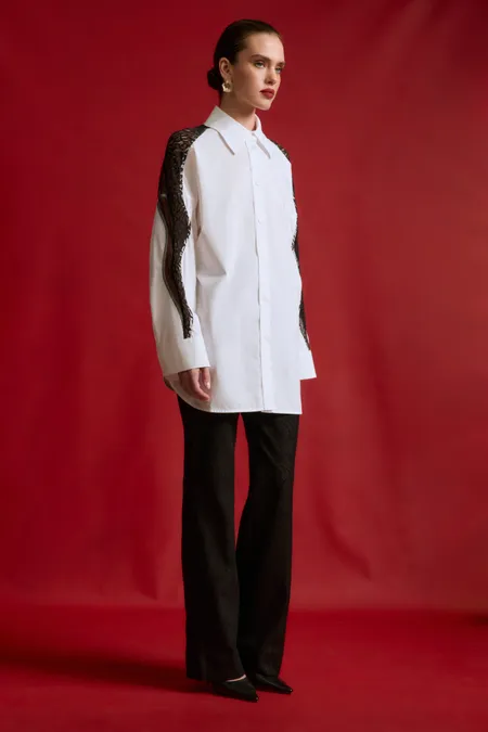 Блуза из 100% хлопка с кружевом