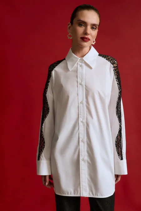Блуза из 100% хлопка с кружевом