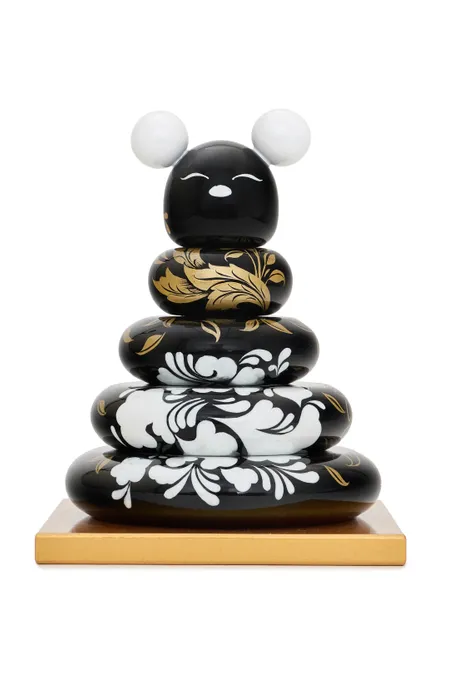 Пирамидка интерьерная «Мишка» (дерево, хохломская роспись)