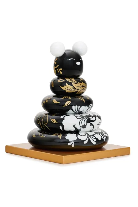 Пирамидка интерьерная «Мишка» (дерево, хохломская роспись)