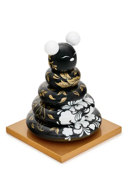 Пирамидка интерьерная «Мишка» (дерево, хохломская роспись)