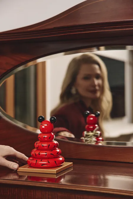 Пирамидка интерьерная «Мишка» (дерево, хохломская роспись)