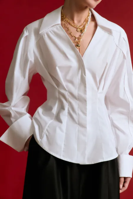 Приталенная рубашка из хлопка