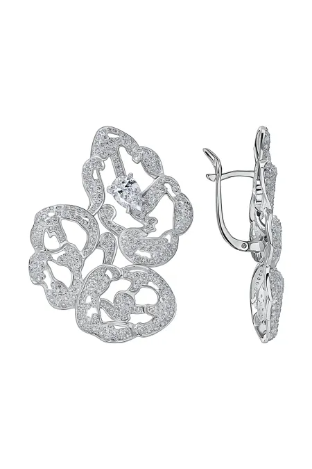 Серьги из белого золота 585 пробы с бриллиантами