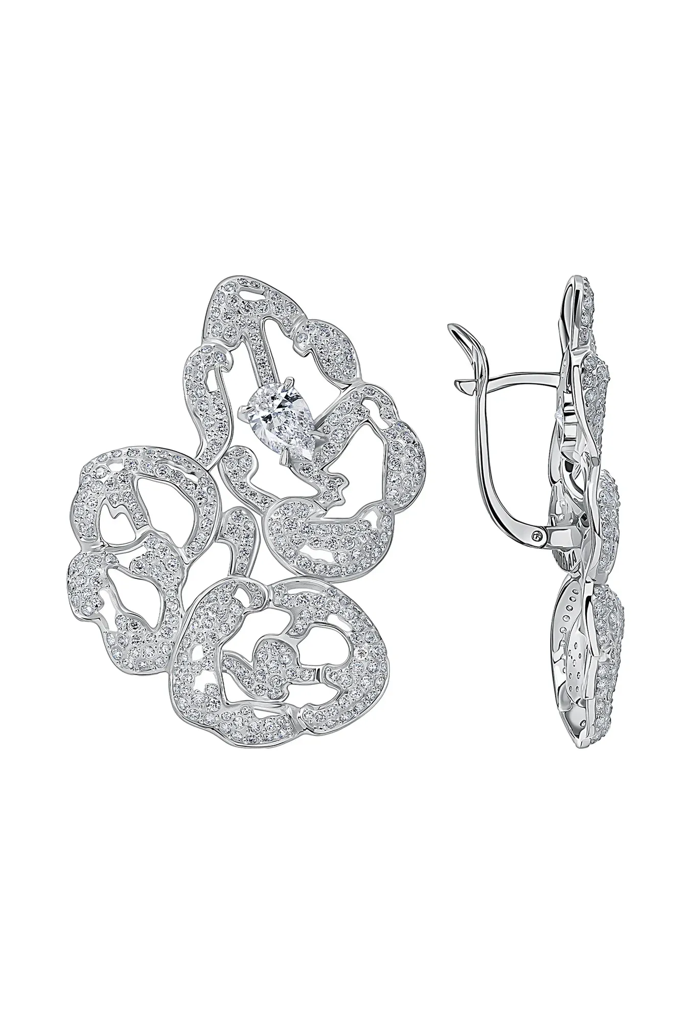 Серьги из белого золота 585 пробы с бриллиантами