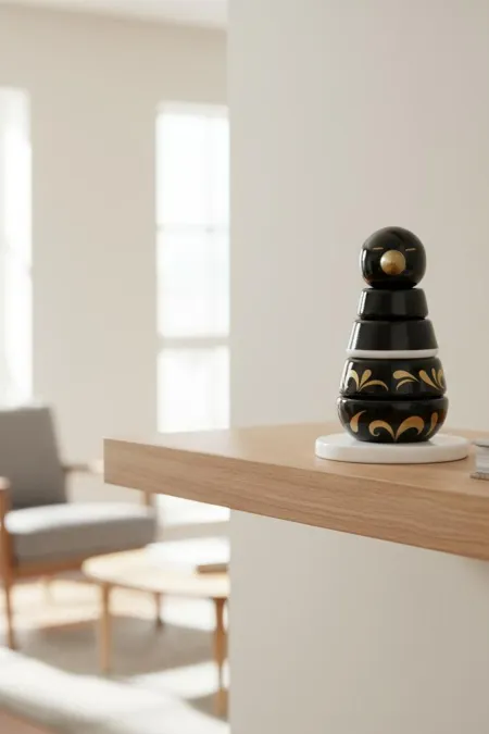 Пирамидка интерьерная детская  «‎‎Птичка»  большая (дерево, хохломская роспись)