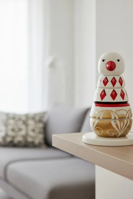 Пирамидка интерьерная детская  «‎‎Птичка»  большая (дерево, хохломская роспись)