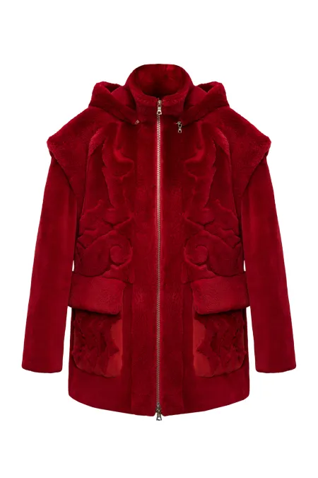 Шуба из замши с отделкой из натурального меха