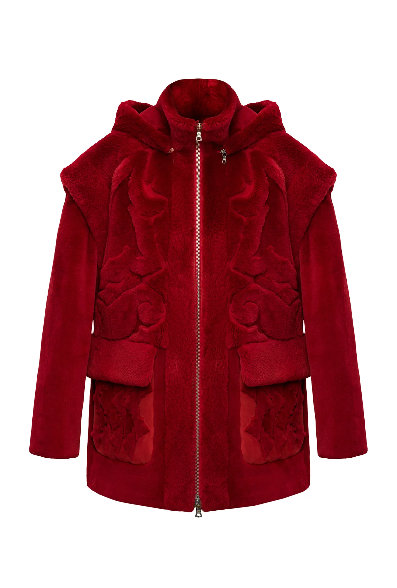 Шуба из замши с отделкой из натурального меха