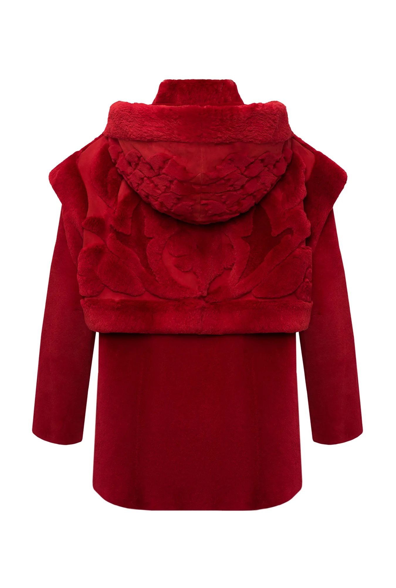 Шуба из замши с отделкой из натурального меха