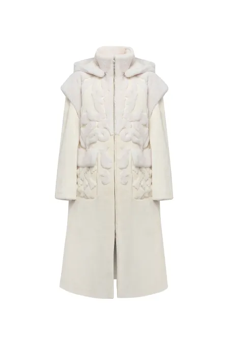 Шуба из замши с отделкой из натурального меха