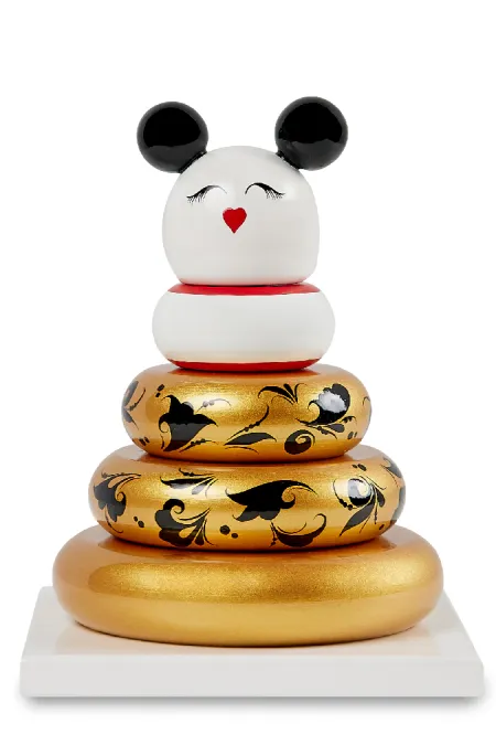 Пирамидка интерьерная «Мишка» (дерево, хохломская роспись)