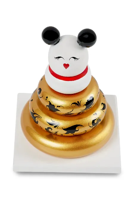 Пирамидка интерьерная «Мишка» (дерево, хохломская роспись)