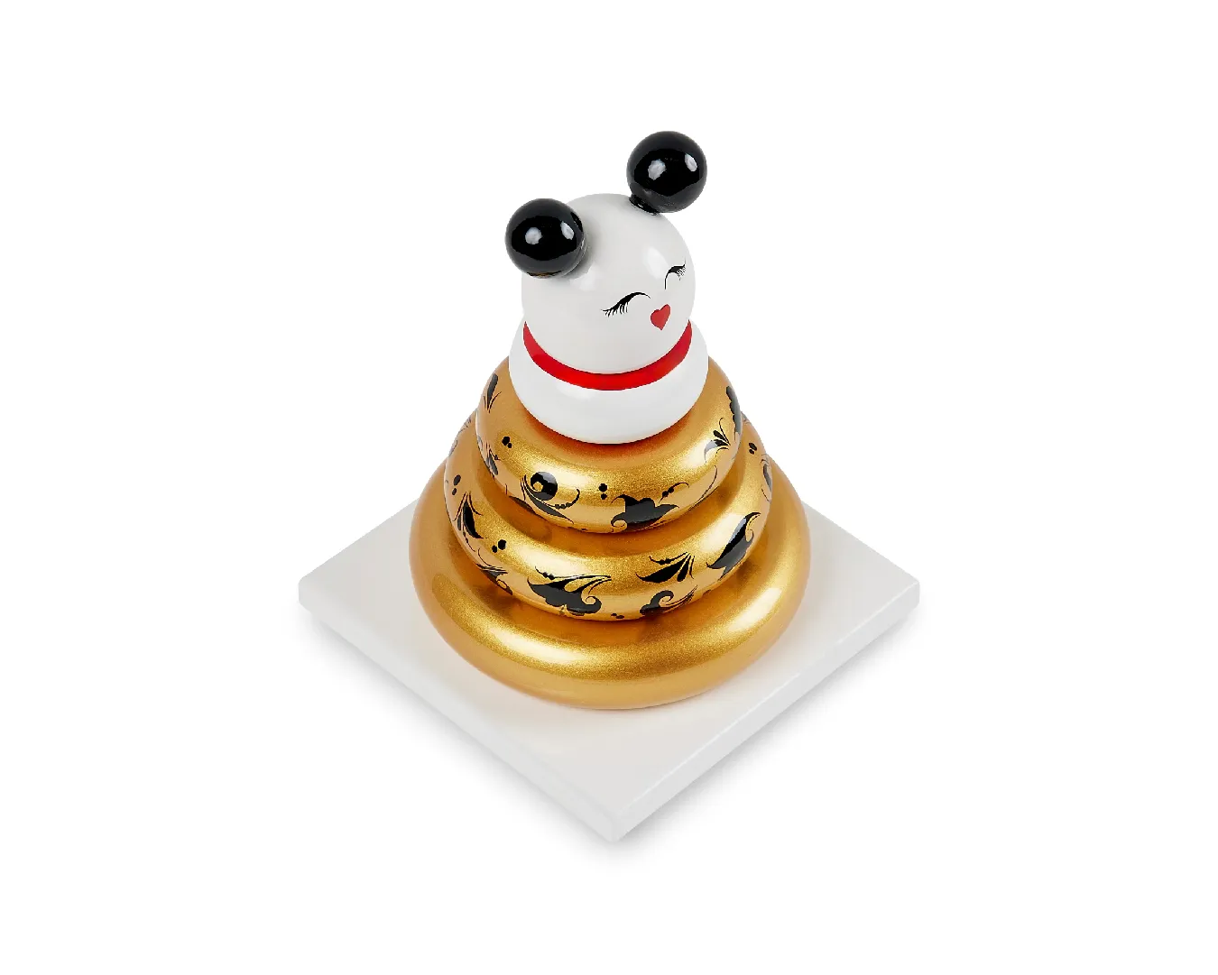 Пирамидка интерьерная «Мишка» (дерево, хохломская роспись)