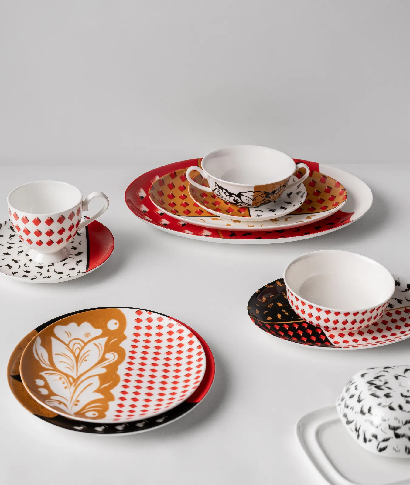 Пиала «Красные ромбы», коллекция «Орнаментальные блоки»